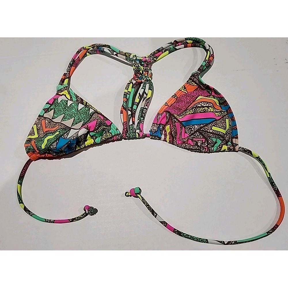 GOSSIP Bikini Top Printed Multicolor Abstract Size Medium Tie Straps